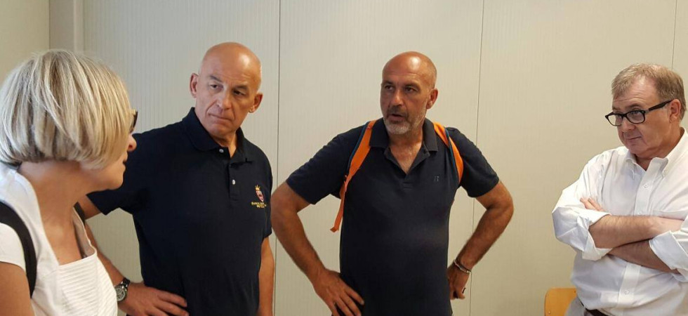 Il sindaco di Amatrice Sergio Pirozzi (al centro) con gli assessori Tiziano Mellarini e Mauro Gilmozzi
