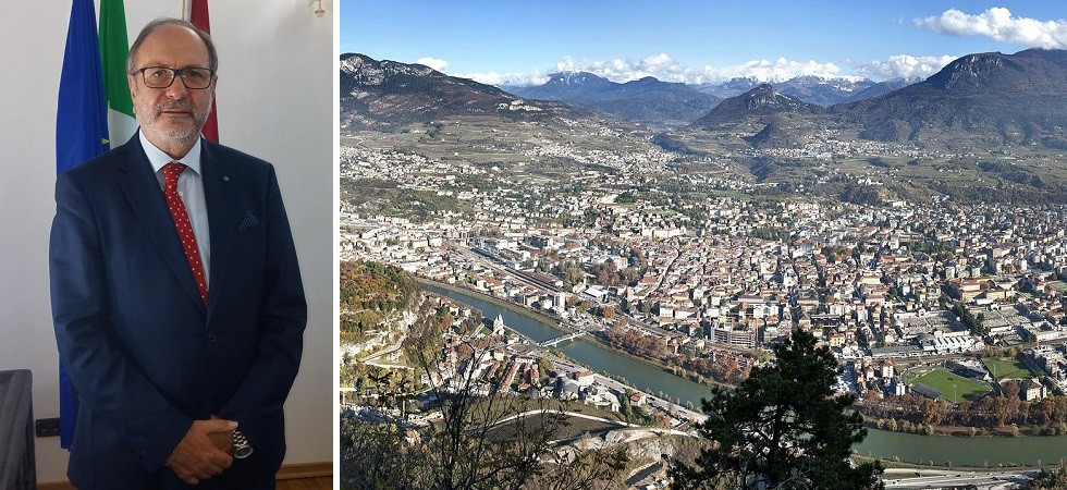 A sinistra il questore Giuseppe Garramone. A Destra panorama di Trento, Wikipedia, foto Franco Visintainer A sinistra il questore Giuseppe Garramone