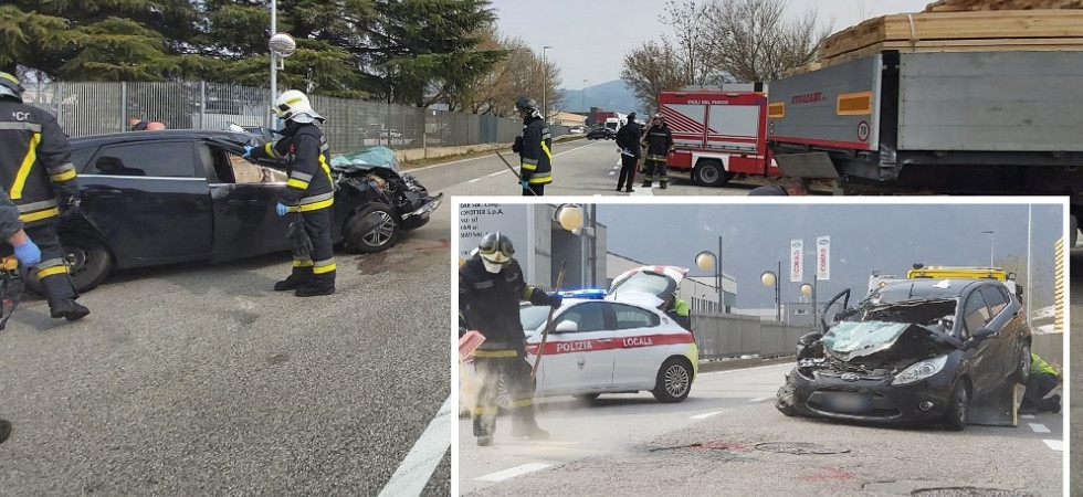 Scontro auto - camion, una persona estratta dalle lamiere trasportata in codice rosso al Santa Chiara