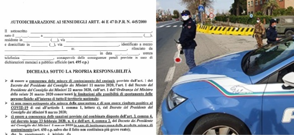 Emergenza coronavirus, cambia l'autocertificazione
