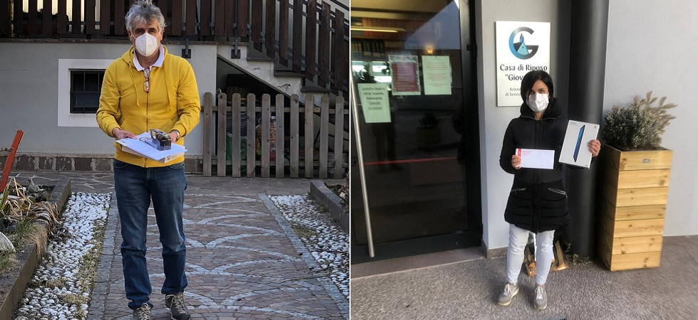 Coronavirus, sorpresa alle case di riposo: i vigili del fuoco di Fiemme consegnano due tablet agli ospiti per restare in