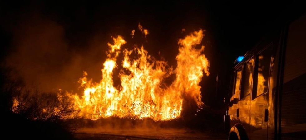 Paura nella notte, un magazzino avvolto dalle fiamme