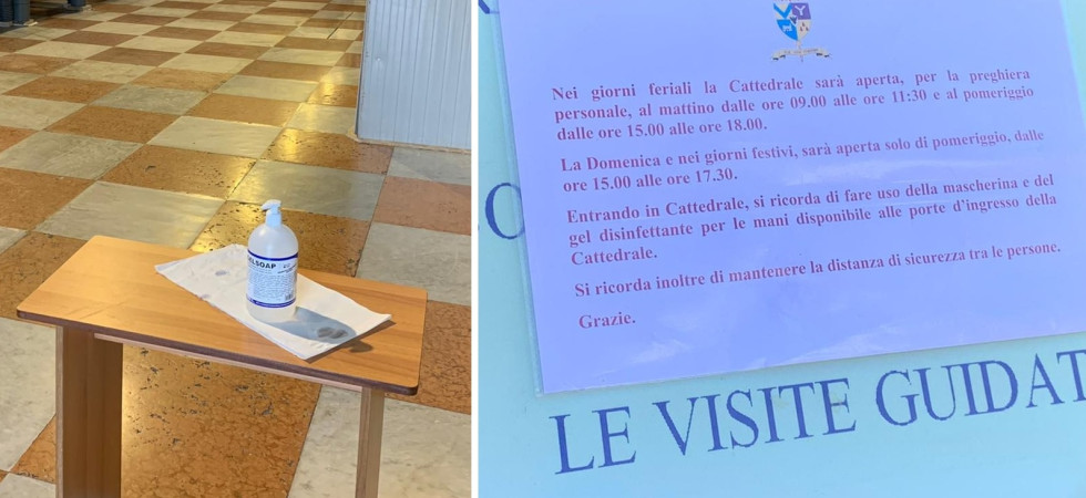 Coronavirus, chiese aperte in Trentino: al posto dell'acqua santa c'è il gel disinfettante
