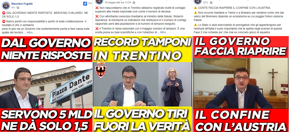 Coronavirus, Fugatti (in grande difficoltà) cambia strategia
