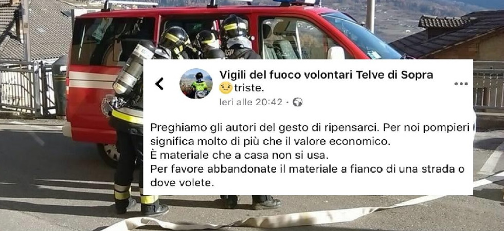 Rubato il materiale dei vigili del fuoco, l'appello: Ripensateci
