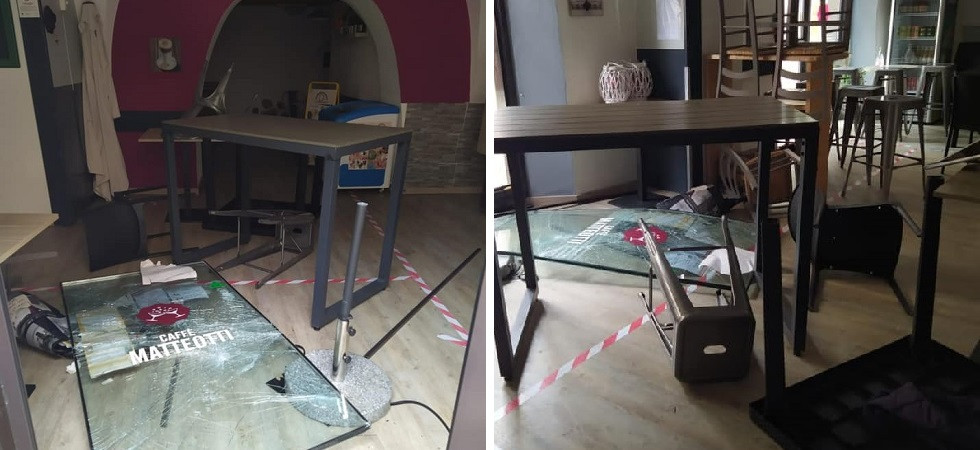 Botto nella notte e vetrata in frantumi: spaccata al caffè Matteotti di Lavis