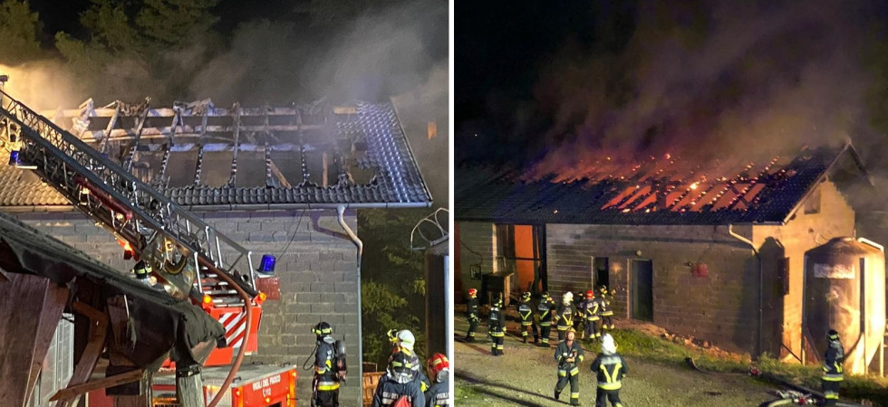 Paura nella notte, a fuoco una stalla