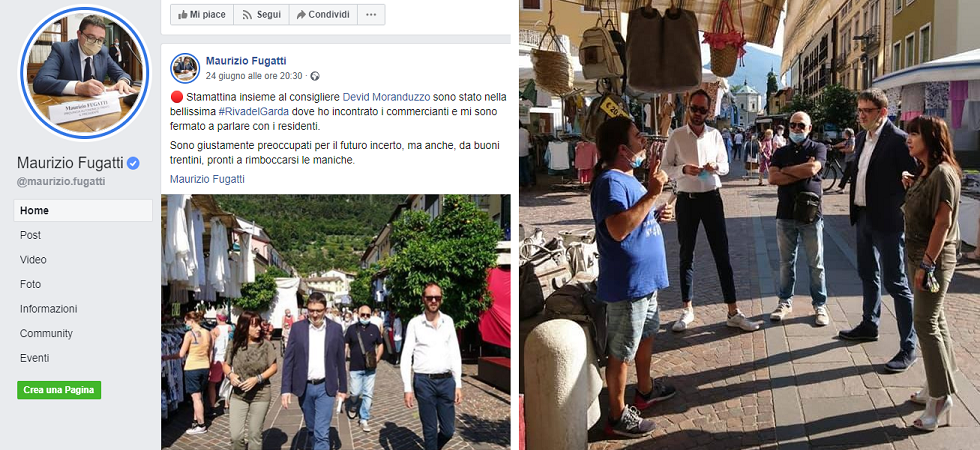 Se il Governatore del Trentino non rispetta la sua stessa ordinanza e si denuncia'' su Facebook