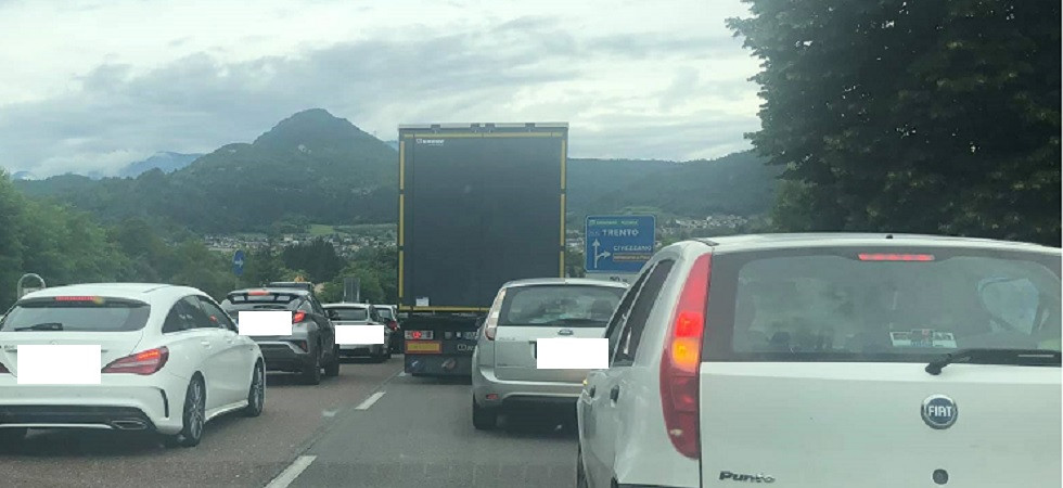 Foto tratta dalla pagina Facebook di Info Traffico Trentino-Alto Adige Un'auto si scontra contro un cervo sulla statale della Valsugana