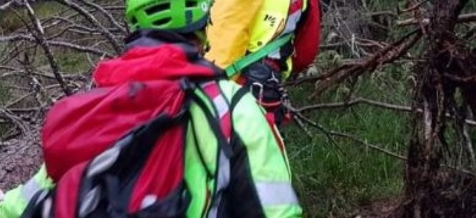 Scivola nel bosco e sbatte violentemente testa e schiena, gli alberi abbattuti dal maltempo rendono difficile l'intervento