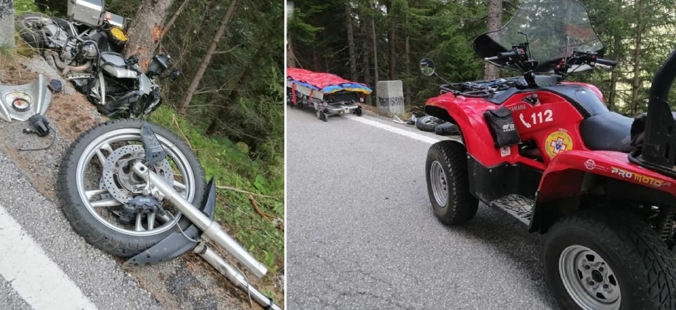Perde il controllo della moto e precipita in una scarpata