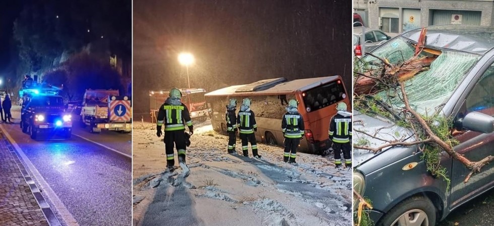 Raffiche di vento fino a 100 km/h, pioggia e neve, chiuso un tratto di Gardesana per una frana