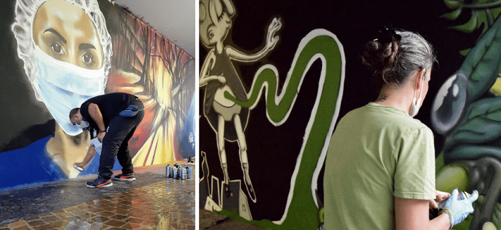 “Riemergere dal lockdown”: a Trento i murales di 16 giovani artisti raccontano la pandemia nel sottopasso di via Canestrini