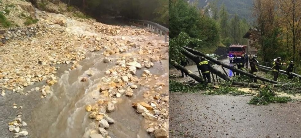 Maltempo, frana sull'Alemagna