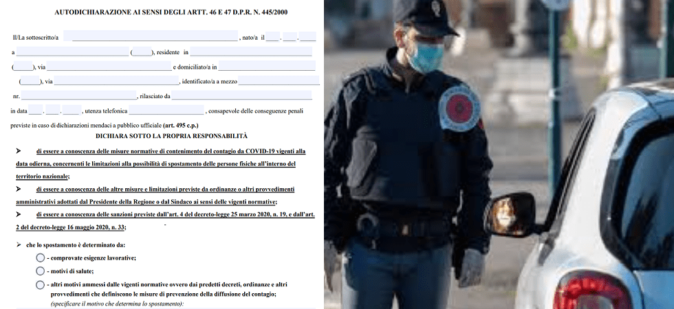 Cronavirus, con coprifuoco e regioni rosse, arancioni e gialle'' torna l'Autocertificazione
