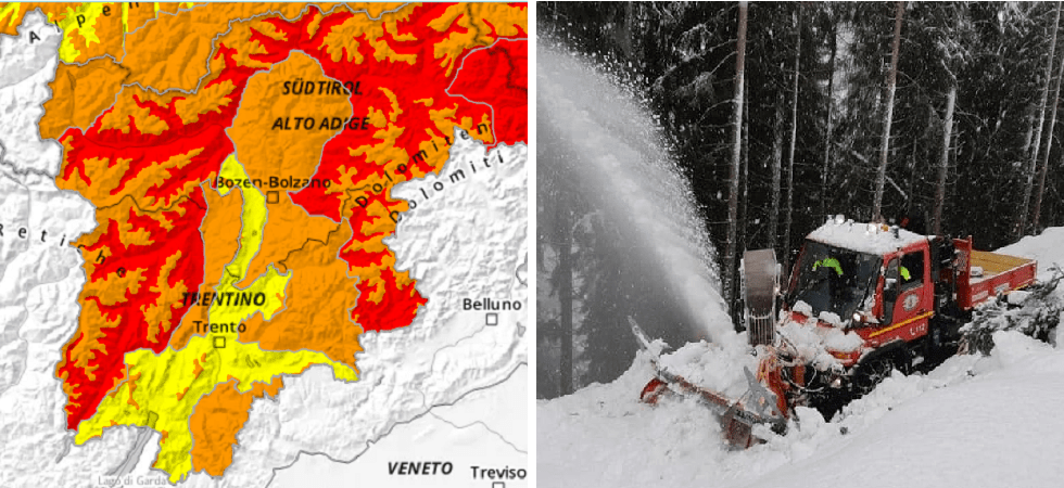 Maltempo ancora disagi in Trentino-Alto Adige: in alcune zone ancora allerta rossa per le valanghe