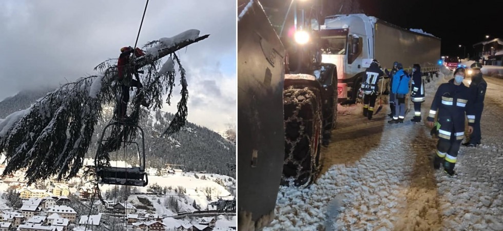 Maltempo, dai mezzi pesanti bloccati dalla neve alla messa in sicurezza di strade e funivie