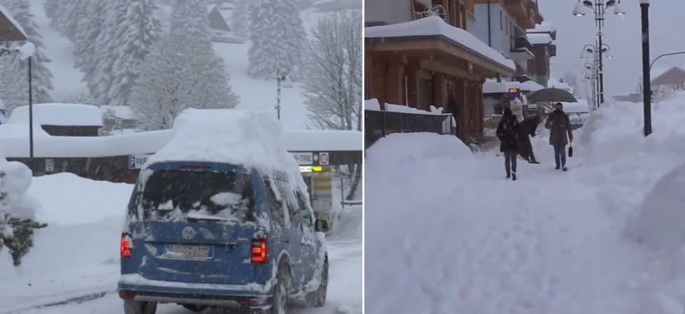 Auto bloccate sotto la neve, alberi abbattuti e autoarticolati in panne