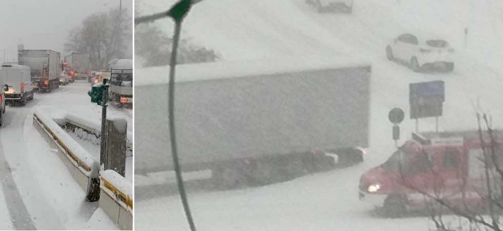 Neve in Trentino, traffico in tilt