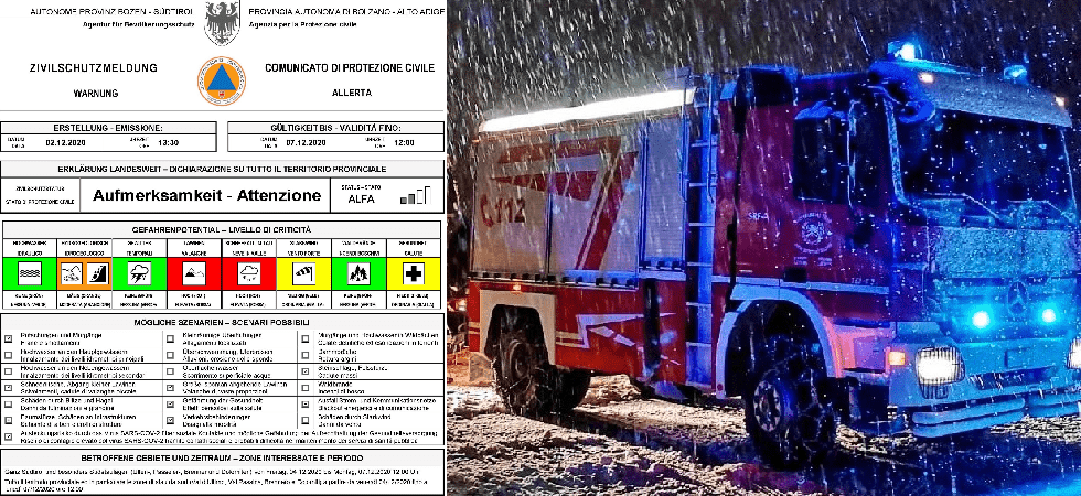Allerta maltempo in Alto Adige