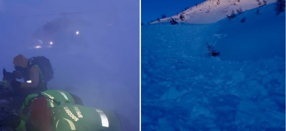 Travolto da una valanga e sepolto sotto la neve