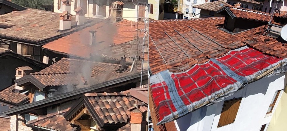 Incendio alla canna fumaria, coinvolto anche una parte di tetto