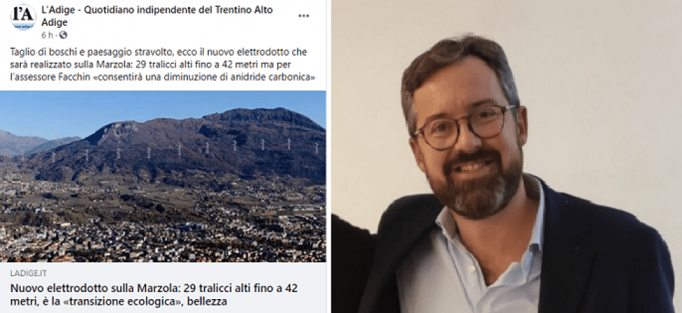 Il Comune di Trento: Tralicci in Marzola: fotomontaggio bufala e notizie inesatte''