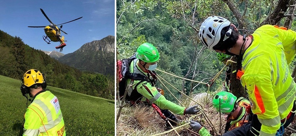 Foto d'archivio Escursionista scivola lungo il sentiero davanti agli occhi del marito: elisoccorso in azione