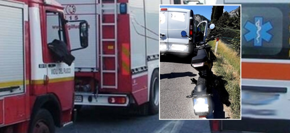 Si schianta con la moto contro il furgone, incidente sulla Gardesana