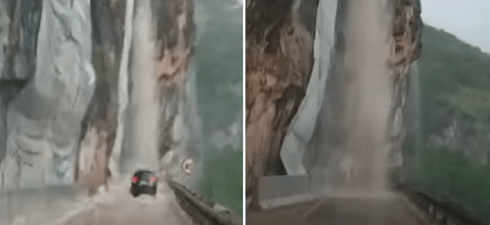 Valsugana, cascate d'acqua e detriti sulle auto deviate sulla vecchia strada per i lavori