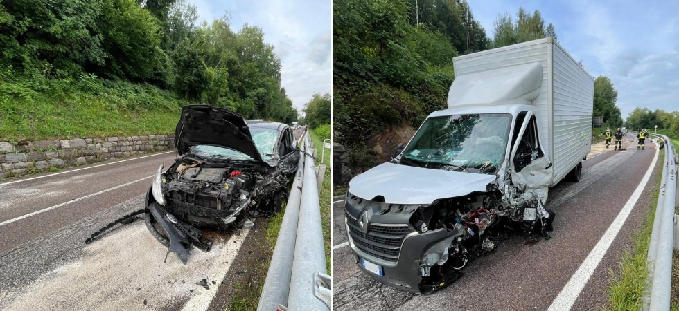 Schianto frontale auto - camion sulla statale 71, due persone ferite trasportate in ospedale