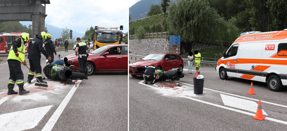 Paura sulla Ss38, centauro si schianta contro un'auto