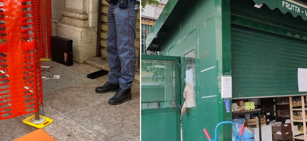 Furto a Trento, vetri insanguinati in un chiosco di piazza Vittoria
