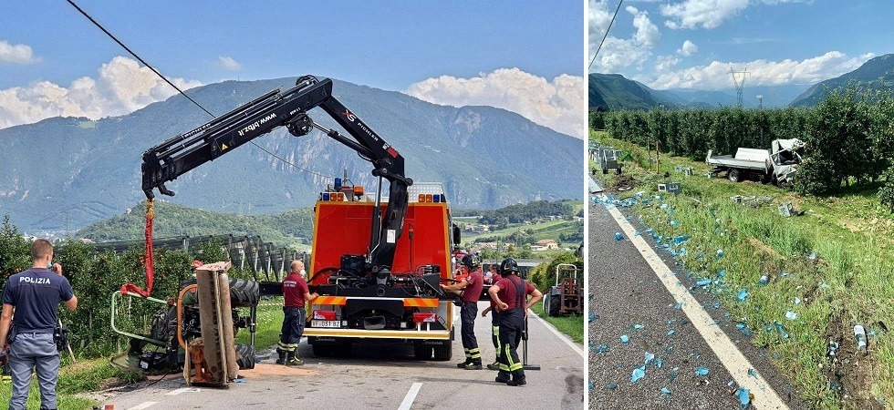 Violento incidente tra camion e trattore