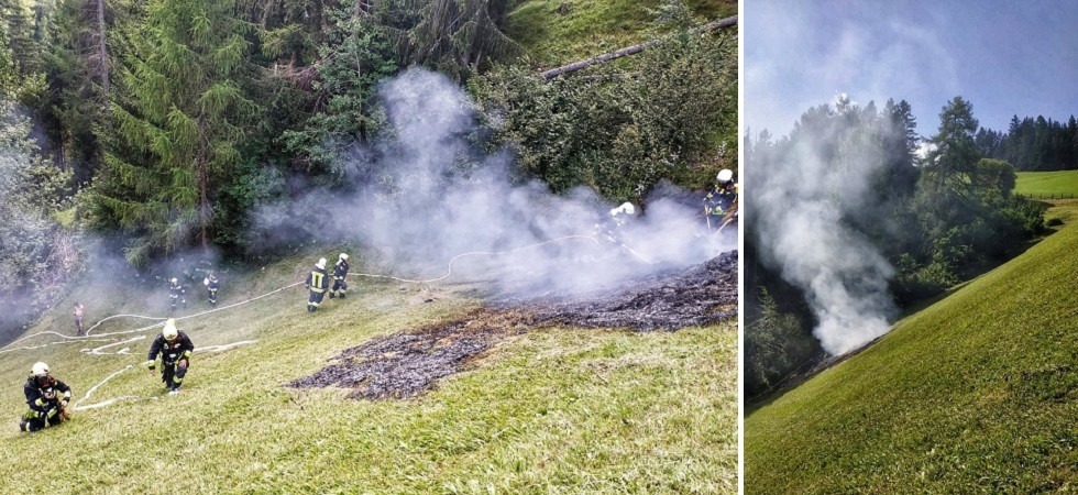 La falciatrice prende fuoco e l'incendio lambisce la foresta vicina