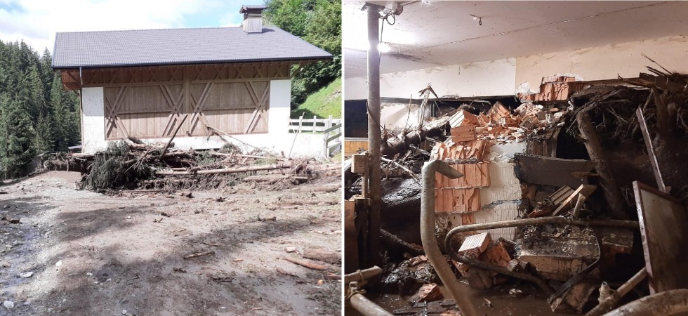 Maltempo, una colata di fango travolge un edificio agricolo