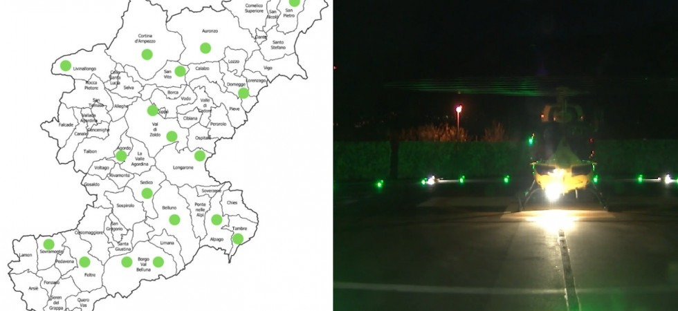 Soccorsi, via al volo notturno nel bellunese, ecco quali sono i primi siti di approdo (illuminati) individuati sul territorio