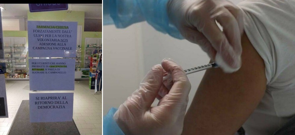 Chiude farmacia no vax: “Volontaria non adesione alla campagna vaccinale, riapriremo al ritorno della democrazia”