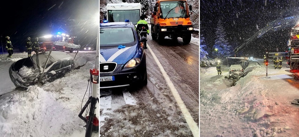 Con la neve e il ghiaccio incidenti e mezzi bloccati, decine gli interventi dei vigili del fuoco per recuperare gli