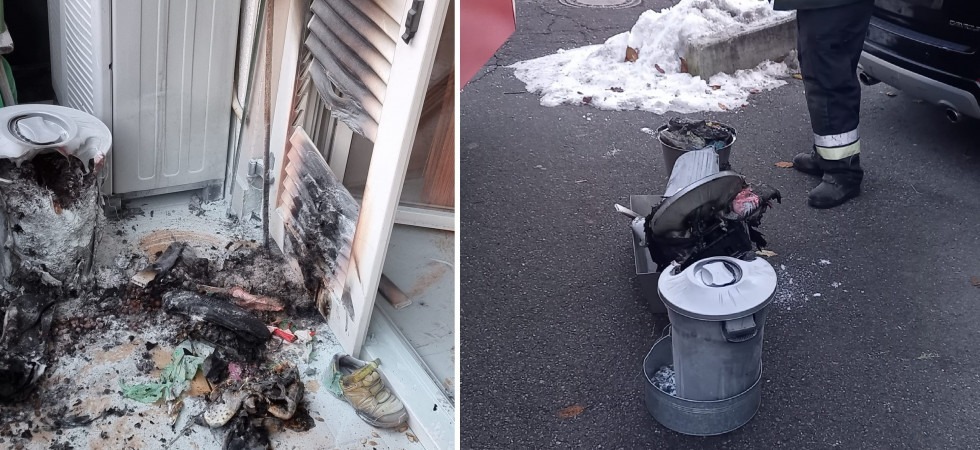 Balcone in fiamme, paura per una famiglia