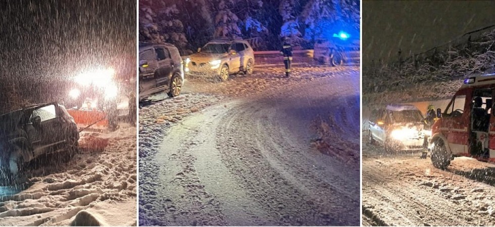 Maltempo, neve e ghiaccio ore di lavoro per i vigili del fuoco: numerosi automobilisti bloccati senza dotazioni invernali