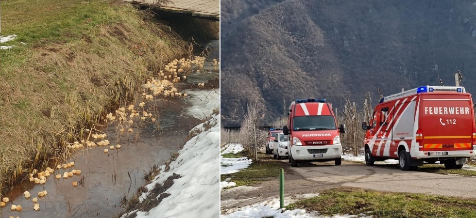 Sostanza oleosa nel canale in mezzo alla campagna, l'allarme dei cittadini