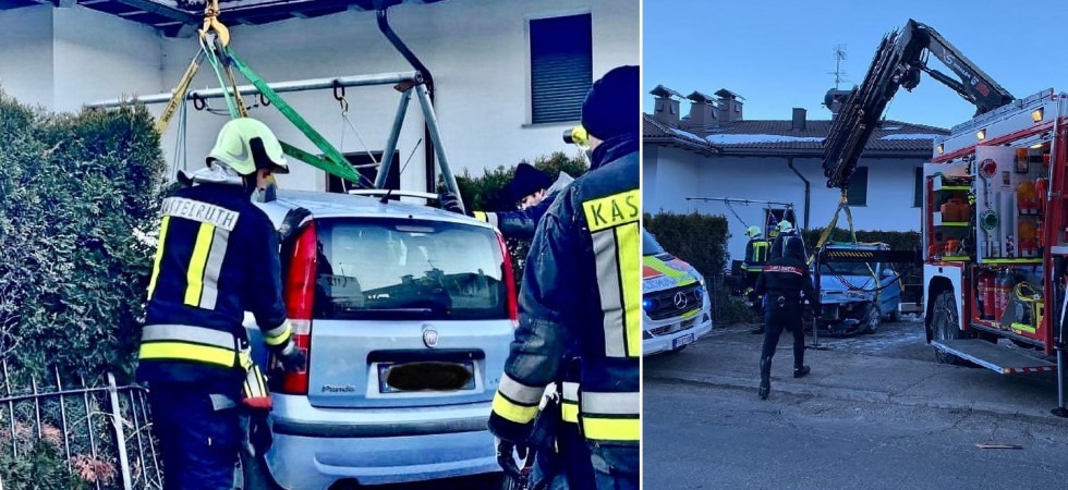 Perde il controllo dell'auto e finisce bloccato all'interno del giardino di un'abitazione