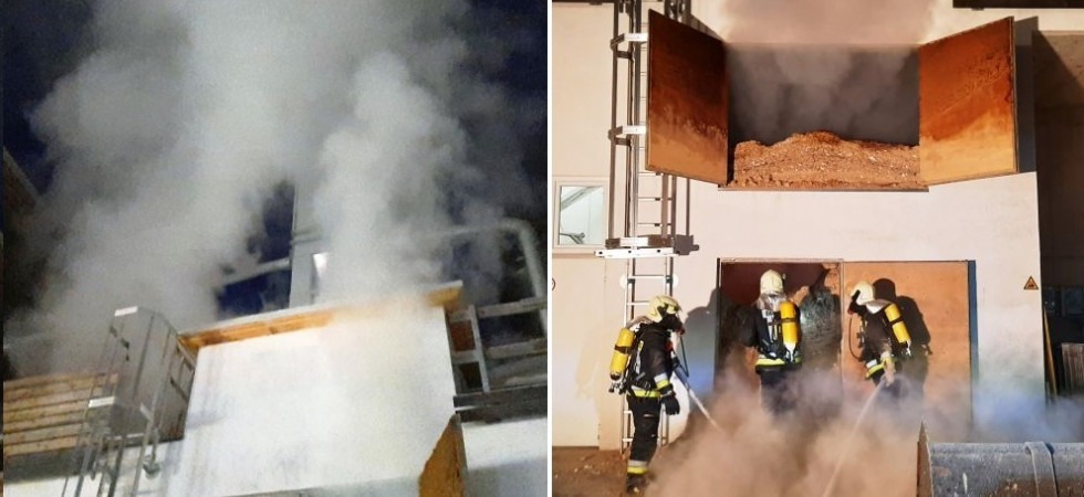 Fiamme nei silos di una falegnameria, vigili del fuoco in azione