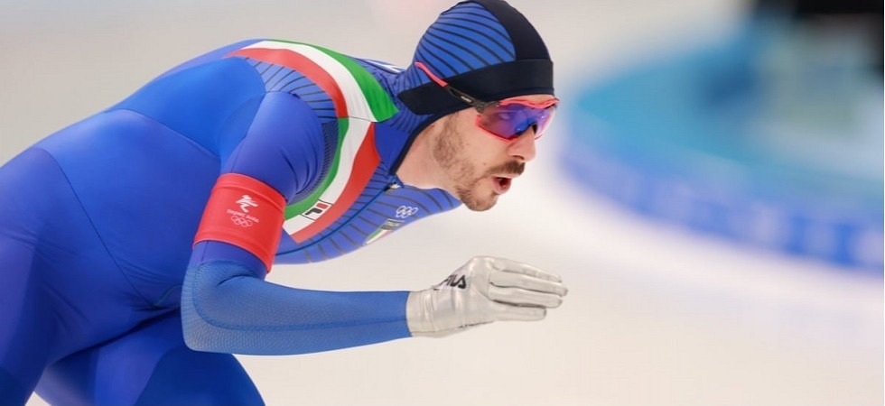 Foto del Coni Olimpiadi di Pechino. Il vicentino (che si è formato in Trentino) Davide Ghiotto terzo nei 10 mila metri di speed skating e