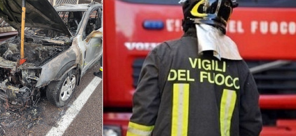 L'auto prende fuoco mentre viaggia sull'A22, momenti di paura a San Michele all'Adige