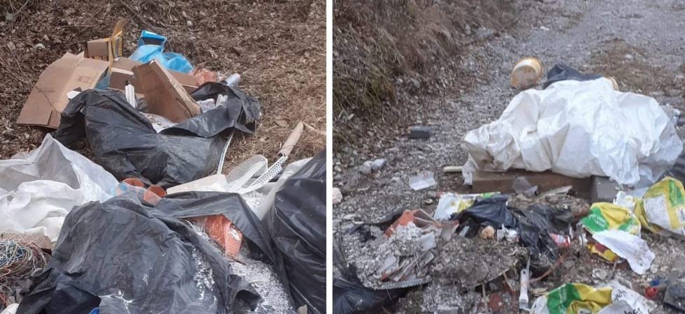 Immondizia e scarti edili gettati lungo la strada, all'interno dei sacchi la polizia trova i nominativi dei responsabili