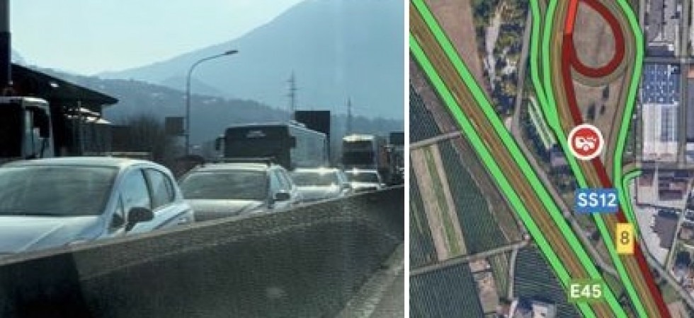 Incidente in tangenziale a Trento, difficoltà nel traffico con code e rallentamenti