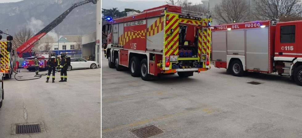 Fiamme da un macchinario, allarme incendio in un'azienda di Gardolo