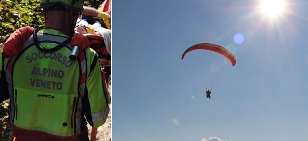 Cade tra gli alberi e rimane sospeso a 8 metri dal suolo: recuperato un pilota di parapendio
